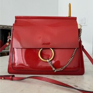 Chloe Red Patent Leather Faye Bag